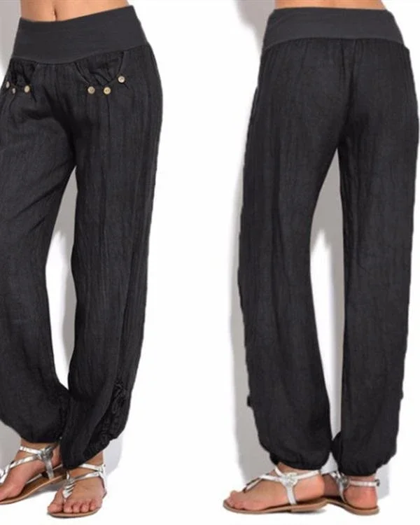 women casual button plus size wide leg pants p105500
