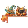 (US Local)Autumn Pumpkin Diamond Art Door Right Angle Sign for Indoor Outdoor Wall