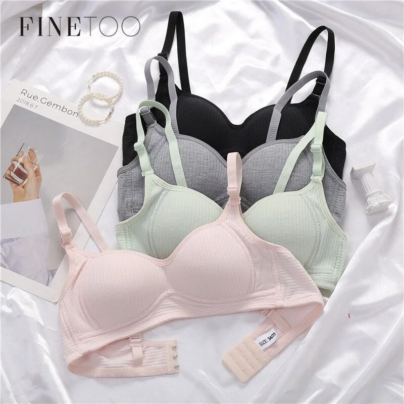 FINETOO Cotton Bras Women A B Cup Wireless Bralette Comfortable Small Breast Bra Soft Underwear Female Lingerie Lady Bras 32-38