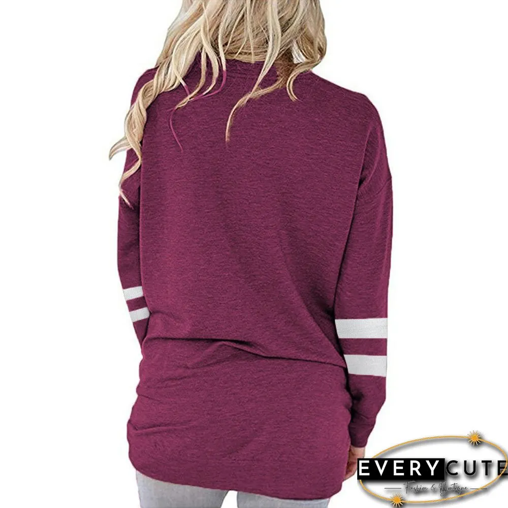 Rosy Splice White Stripes Sweatshirt with Pockets