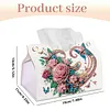 Pink Roses DIY PULeather Diamond Painting Tissue Box for Adults Beginners Decorative Diamond Art Paper Storage Holder for Living Room Bedroom Bathroom Table Decor