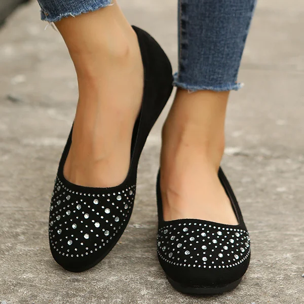  🔥LAST DAY 50% OFF-Women's Casual Comfort Rhinestone Flats Pointed Toe Shoe