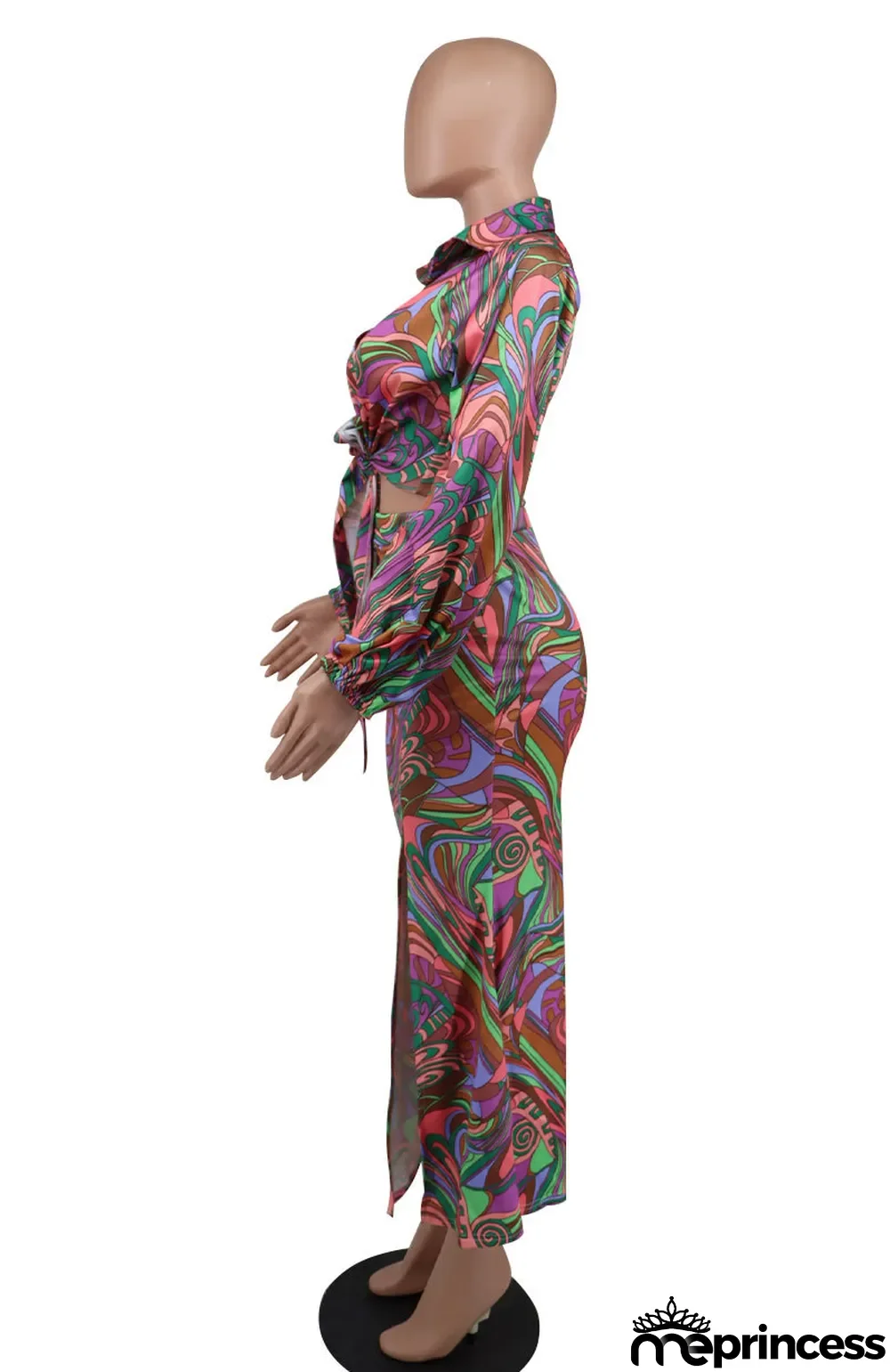 Fashion Spring Casual Print Long Sleeve Two-Piece Women's Skirt Set