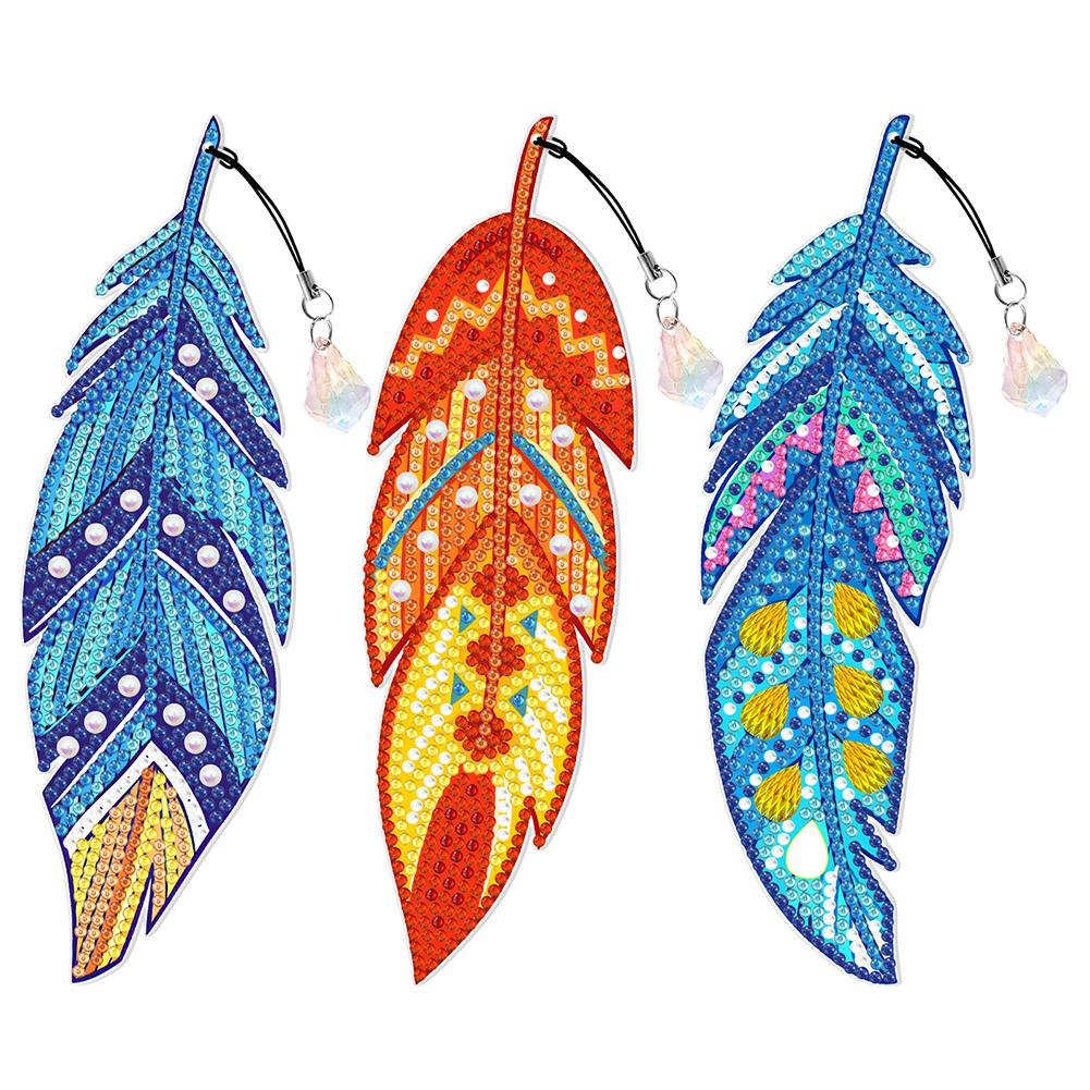 

3pcs Feather - 5D DIY Craft Bookmark, 501 Original