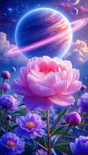 Luxury AB Velvet Diamond Painting Kit - Lunar Peony Field