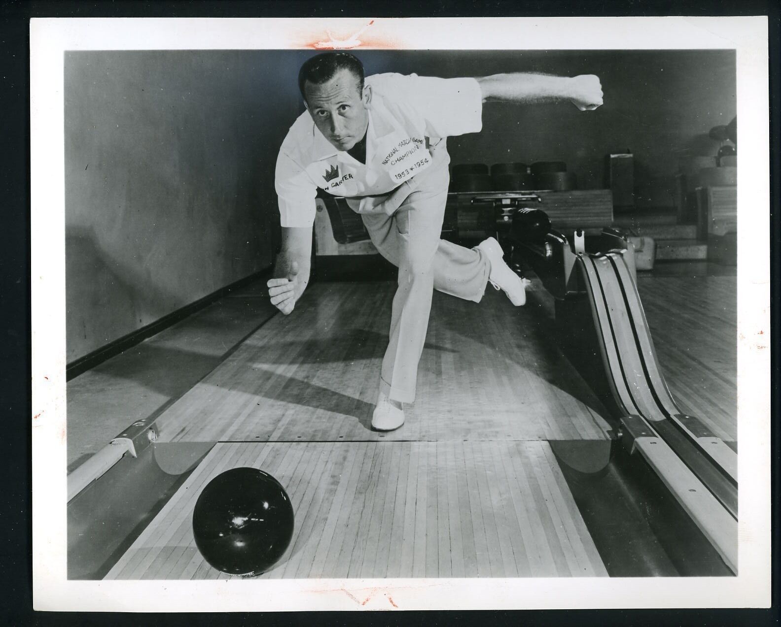 Don Carter circa 1955 Bowling Press Photo Poster painting National Match Game Champ 1953 & 1954