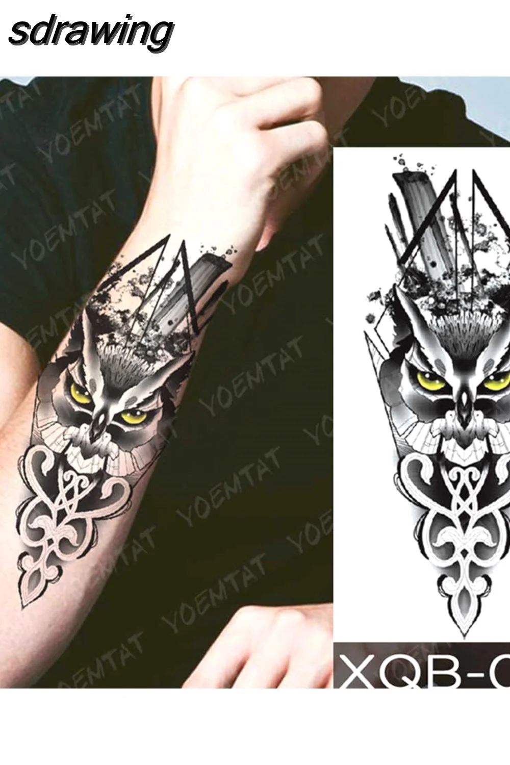 sdrawing Temporary Tattoo Sticker Geometric Tiger Wolf Death Flash Tattoos Leopard Totem Body Art Arm Fake Tatoo Women Men