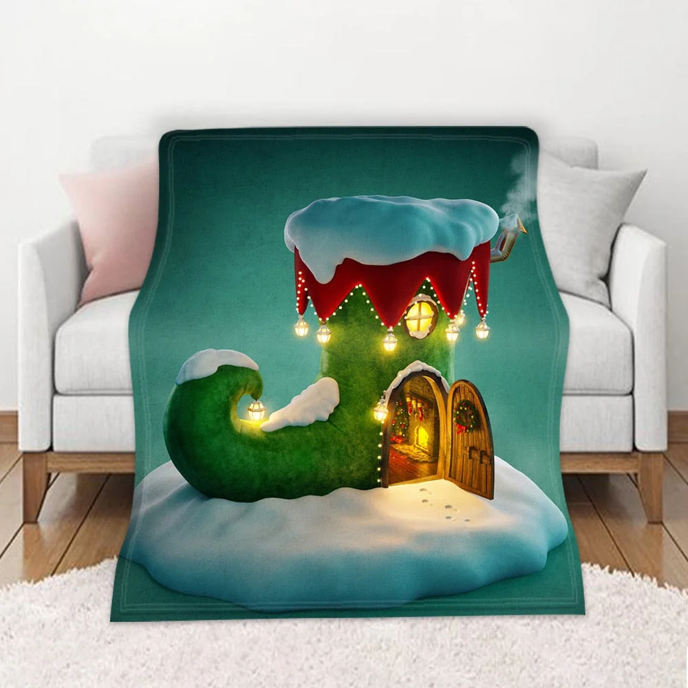 Christmas Blanket Winter Warm Decorative Sofa Living Room Rest Bed To Sleep Flannel Printed Pattern Home Blanket
