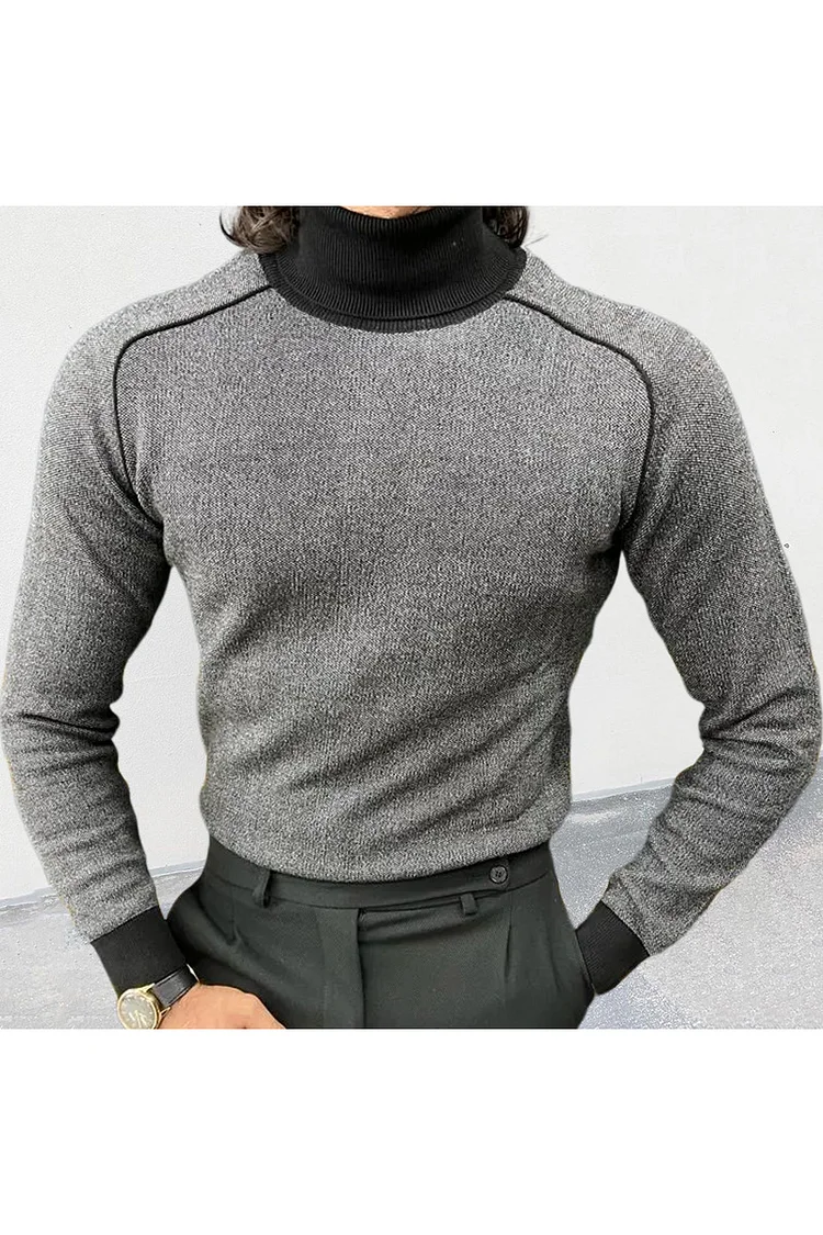 Colorblock High Neck Long Sleeve Sweater