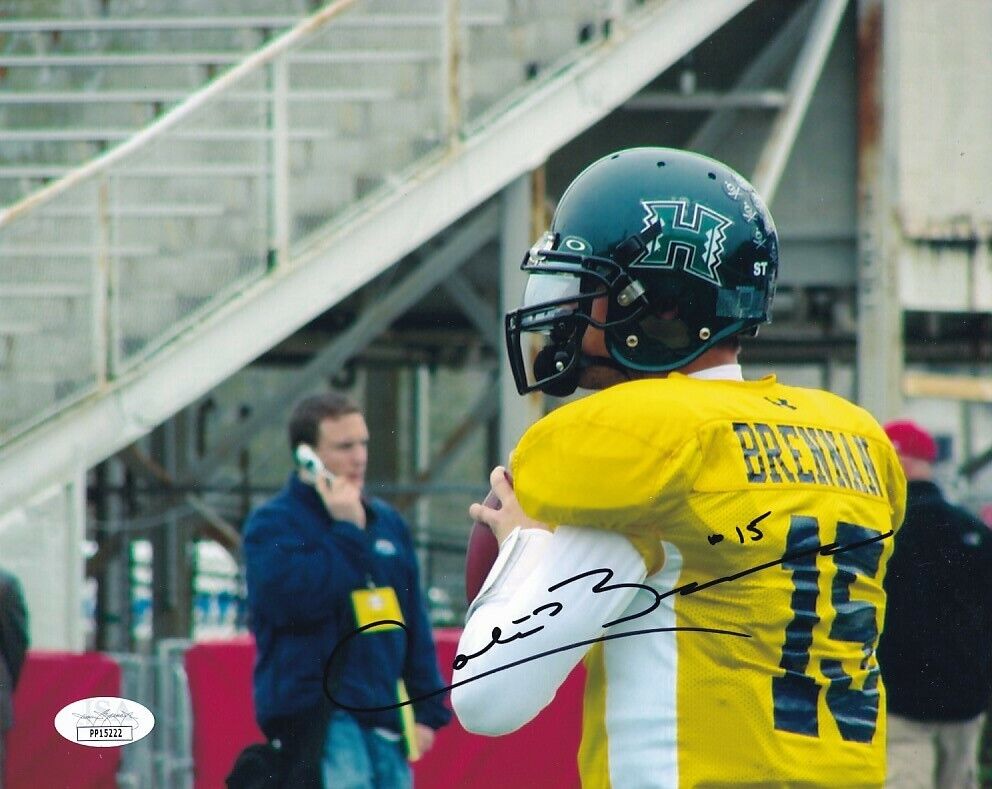 Colt Brennan autographed signed autograph Hawaii 2008 Senior Bowl 8x10 Photo Poster painting JSA