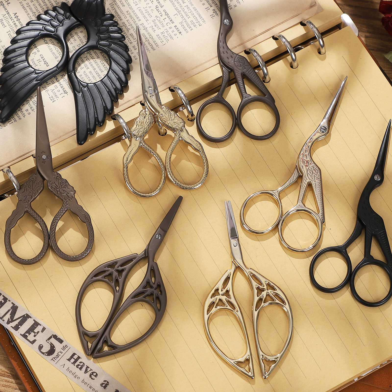 저널세이 1피스 빈티지 학 모양 가위