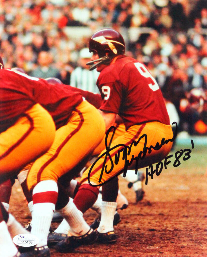 Sonny Jurgensen HOF Autographed 8x10 Line Up Photo Poster painting w/ HOF- JSA *Black