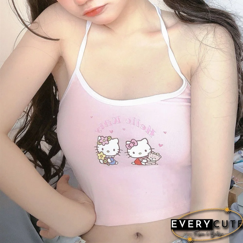 Cartoon Cute Ladies Short Camisole New Slim Kawaii Bottoming Top Women Y2K Fashion Sexy T-Shirt Suspenders Women