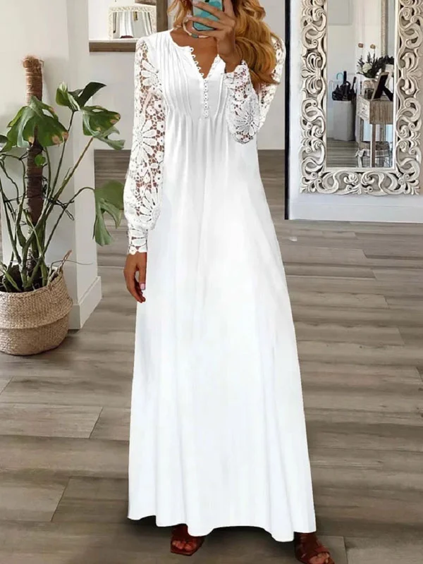 solid color lace elegant party dress