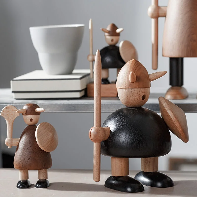 Original Wood Carving Vikings Home Decoration as for Creative Christmas Birthday Gift to Decor Interior Living Room  Figurines