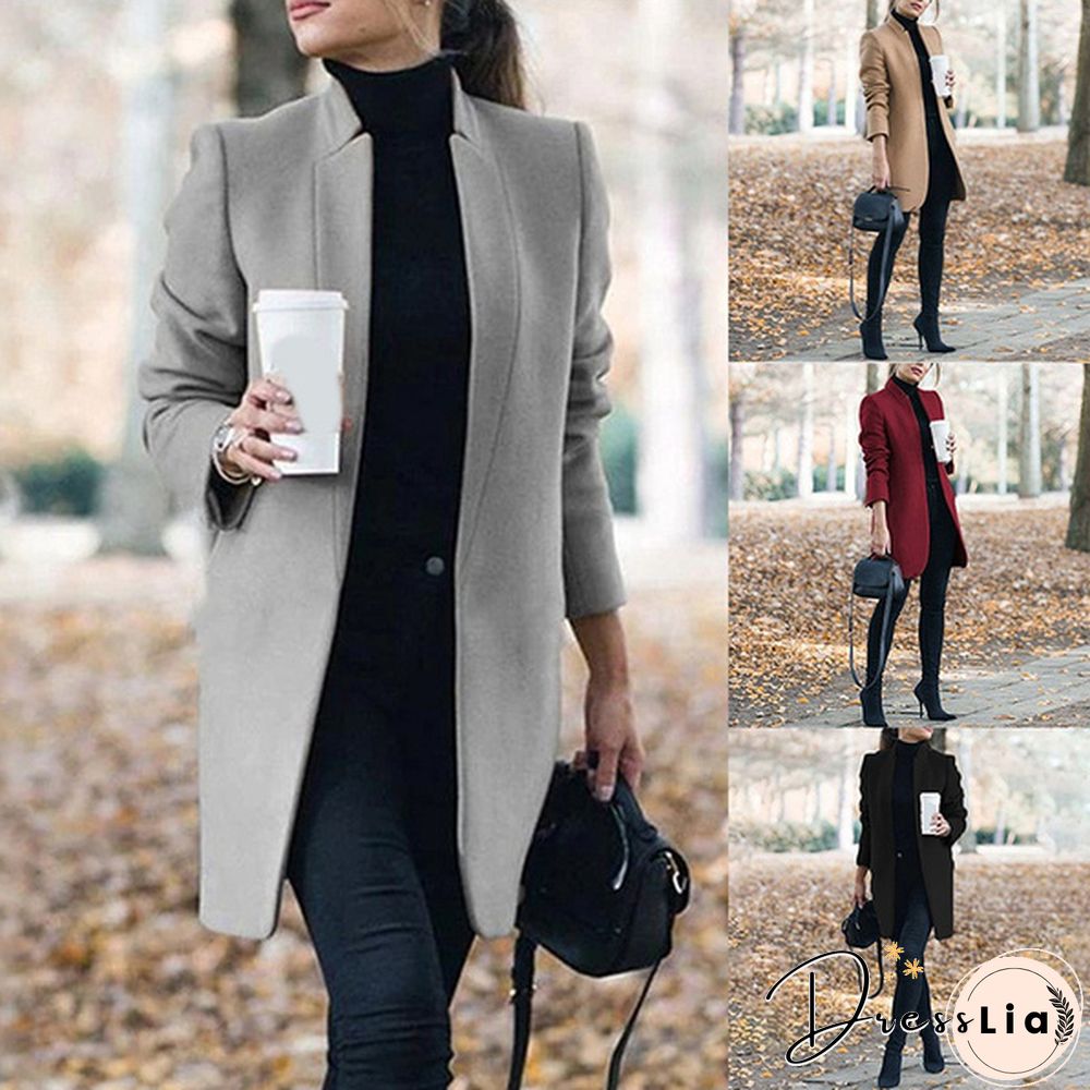 Fashion Women Autumn Winter Long Sleeve Coat Loose Warm Lightweight Jackets Casual Solid Color Parka Cardigans