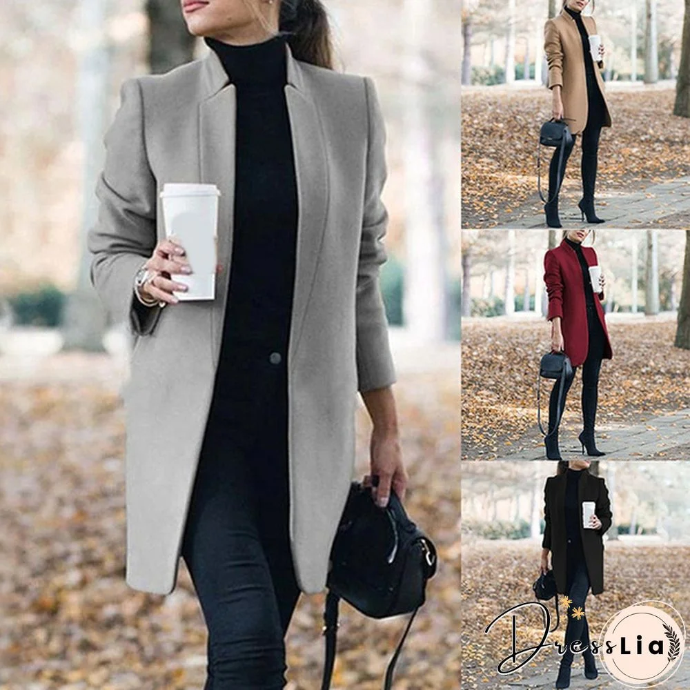Fashion Women Autumn Winter Long Sleeve Coat Loose Warm Lightweight Jackets Casual Solid Color Parka Cardigans