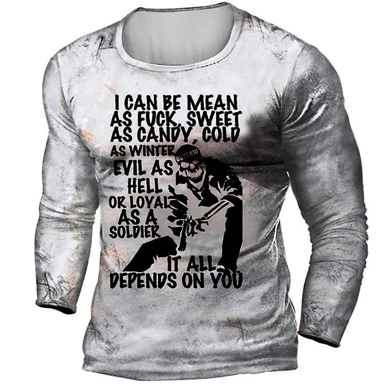 Men's Outdoor It All Depends On You Skull Long Sleeve T-Shirt