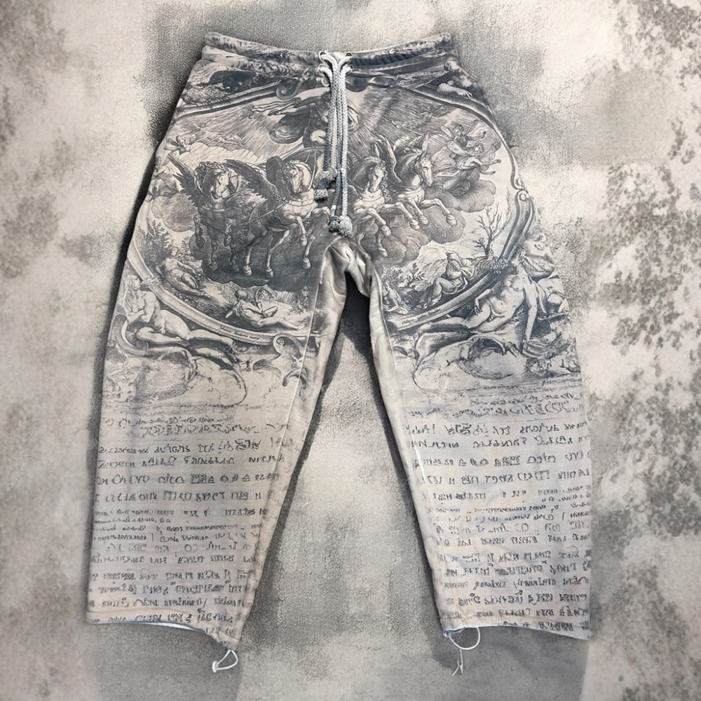 Vintage Street Print Chirsitian Pants