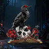 Gothic Floral Flower Model Set Eye-Catching Table Centerpiece Horror Skeleton Bouquet Building Set for Adults Kids Holiday Birthday Gift (Crow)