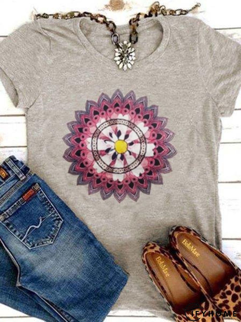 Short Sleeve Round Neck Printed T-shirt | IFYHOME