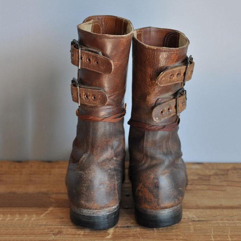 Mens Buckle Army High BootsBlack Friday Sale 35 OFF