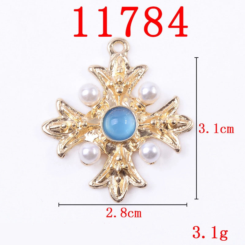 10 PCS/Package 13*26mm 21*26mm 31*37mm Alloy Crystal Pearl Cross Jewelry Accessories Pendant