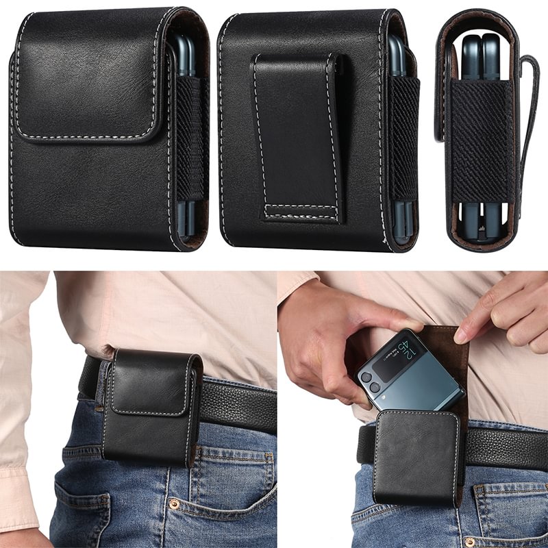 Portable Leather Belt Bag For Samsung Z Flip3 Flip4 5G