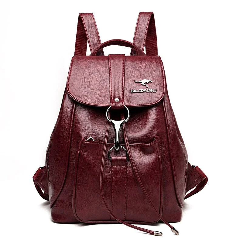 Large Capacity Anti-theft Female Backpack High Quality Soft Leather Backpacks for School Teenagers Girls Casual Women's Bookbags