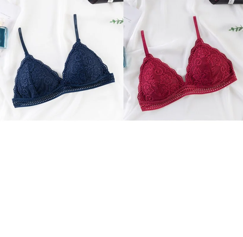 French seamless deep V seamless lace bra ladies wireless push up thin bra soft underwear comfortable sexy underwear french bra