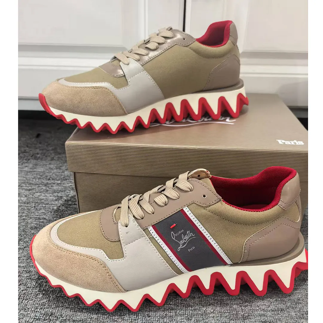 Gentleman's Red Bottom Sneakers Polyester Round Toe Couples Sneakers -vocosishoes