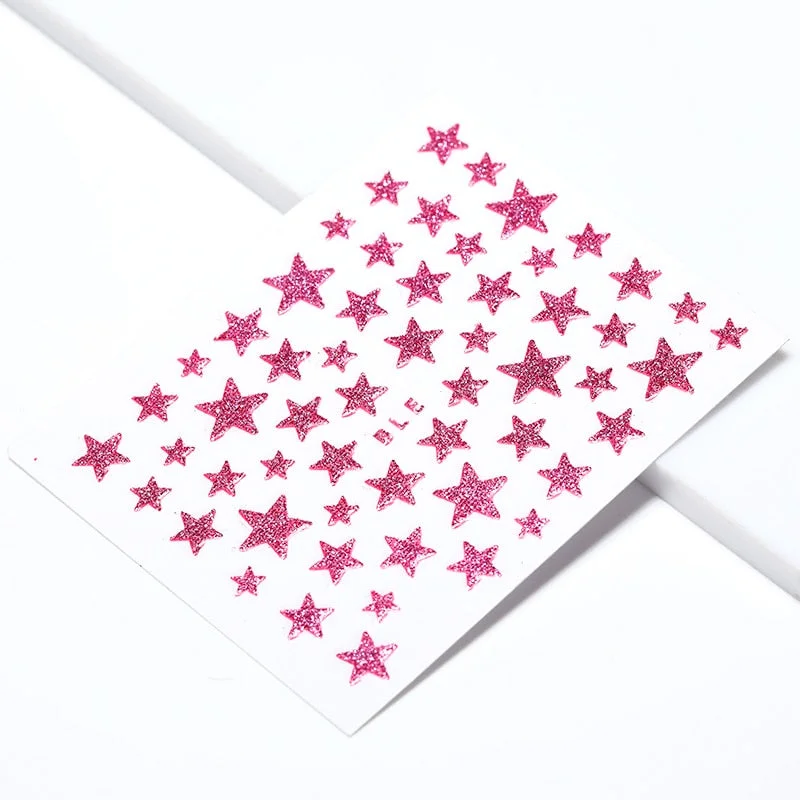 1PC 3D Nail Slider Stars Stickers Glitter Shiny Decoration Decal DIY Transfer Adhesive Colorful Nail Art Tips