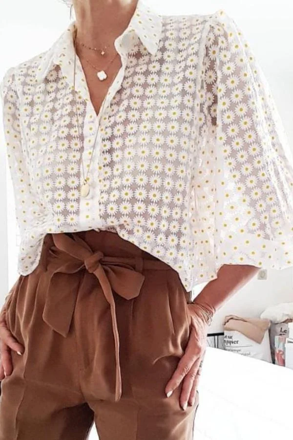 Sheer Printed Tulle Shirt P14735