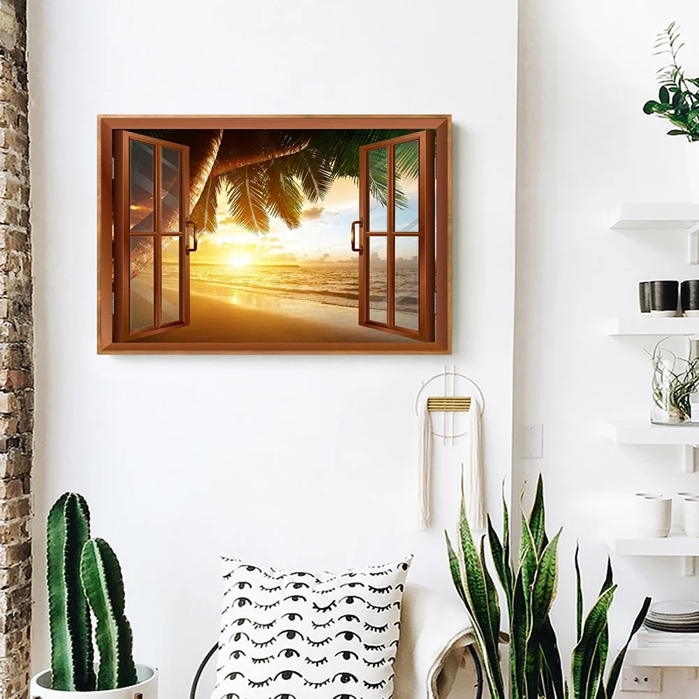 Full Round Drill Diamond Window View​ Sunrise Picture of Rhinestone (B014)