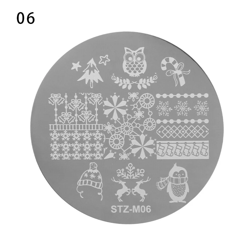 Nail Stamping Plates Snowflake Santa Design Templates Christmas Nails Polish Print Stencils Molds Manicure Nail Stamp Tools-Nail Inspo