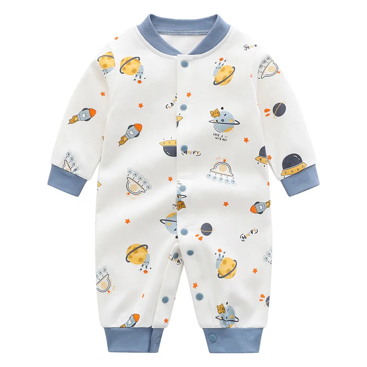 Baby Long Sleeve Spacecraft Printed Romper