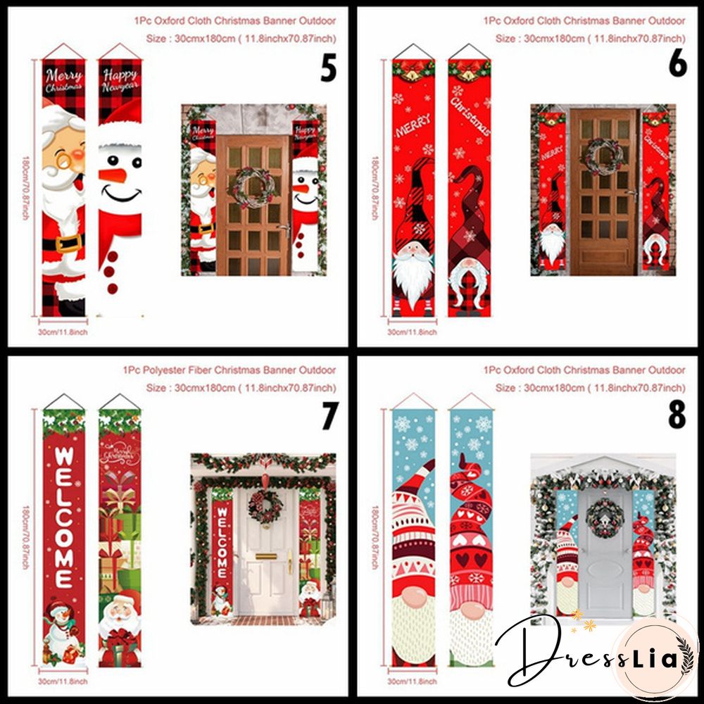 Snowman Santa Clus Merry Christmas Decorations Banner Christmas Porch Sign Hanging Banners For Indoor Outdoor Front Door Wall Xmas Christmas Decoration