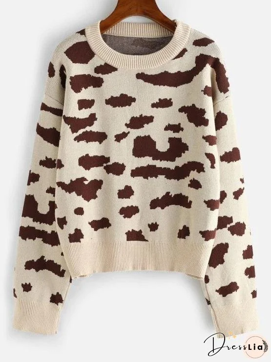 Leopard Animal Print Drop Shoulder Sweater