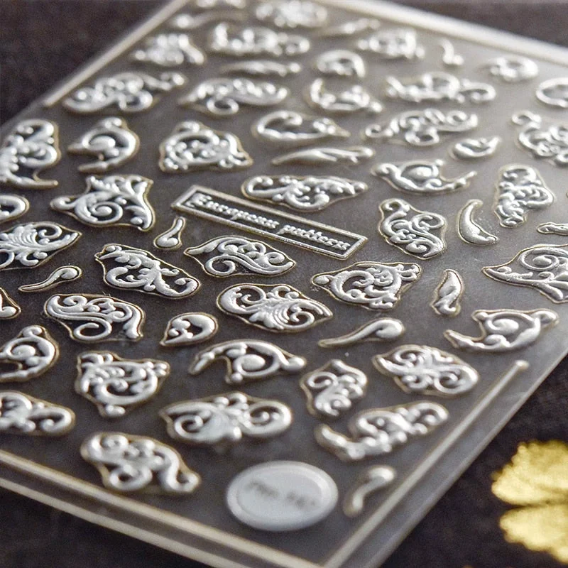 1PC Nail Sticker Back Adhesive Engraved Acrylic 3D Design Nail Decals Winter Sweater Reindeer Pattern Manicure DIY Decorations-Nail Inspo