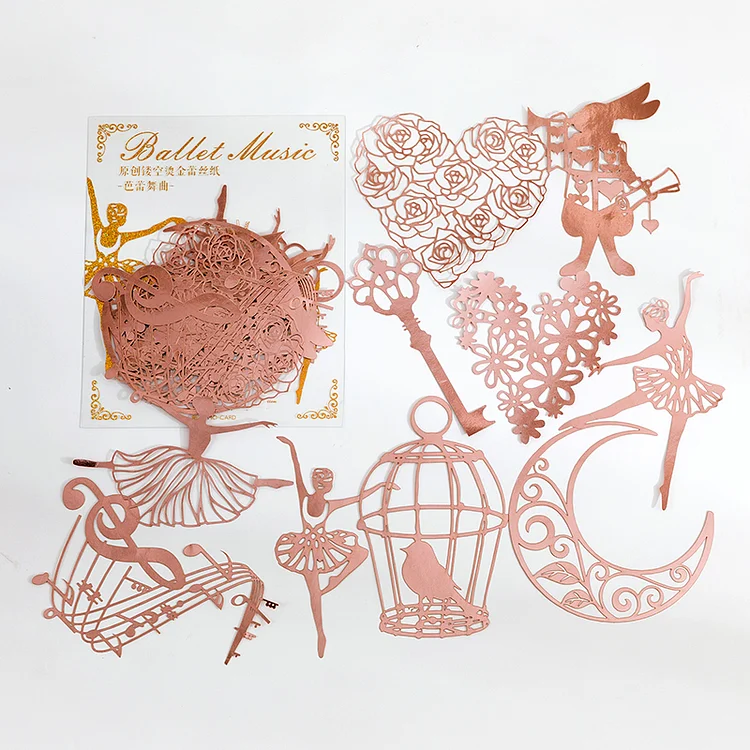 JOURNALSAY 10pcs Bronzing Album Decoration Hollow Lace Collage Background Material Paper No Sticky