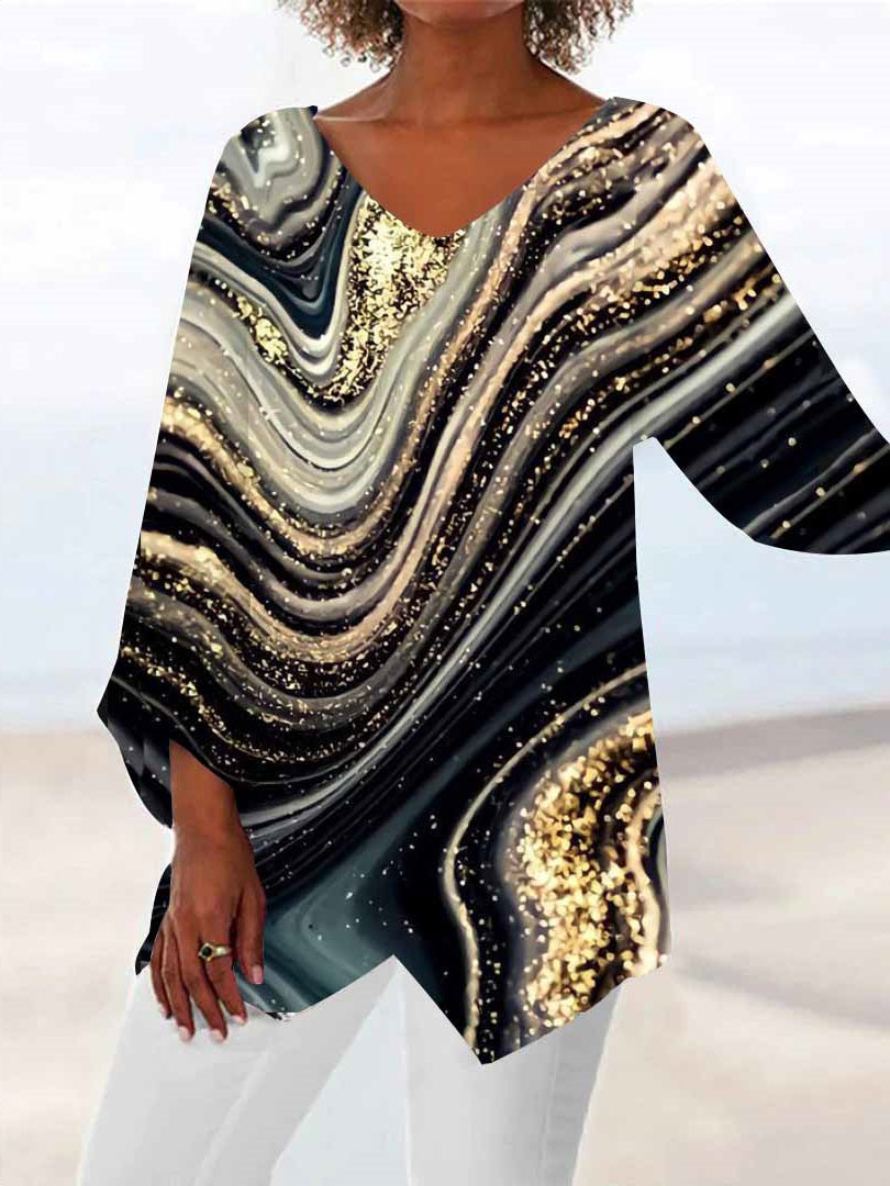 Women Half Sleeve V-neck Solid Color Dress