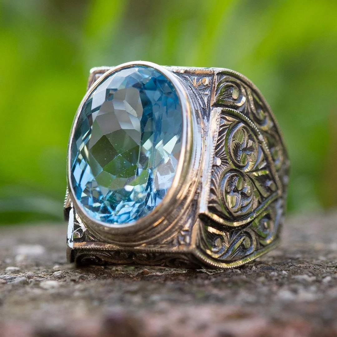 🔥Last Day 75% OFF🎁Sky Blue Gemstone Pattern Ring