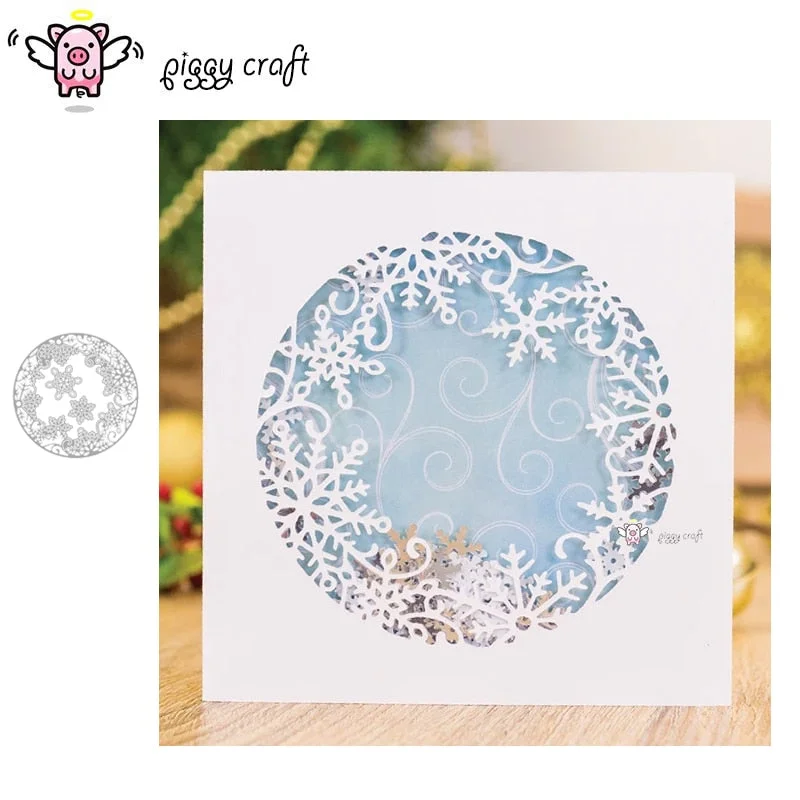 Piggy Craft metal cutting dies cut die mold Snowflake circle background Scrapbook paper craft knife mould blade punch stencil