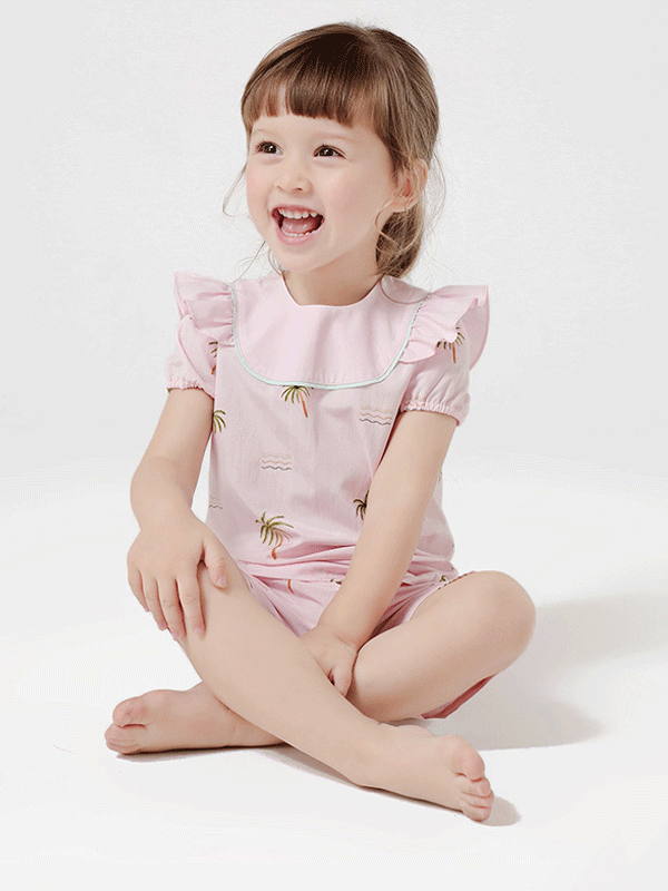Baby Pink Little Girl Silk Pajamas