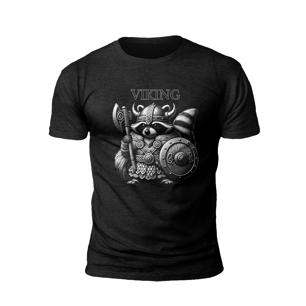 Viking Mischief: The Raccoon Warrior T-shirt