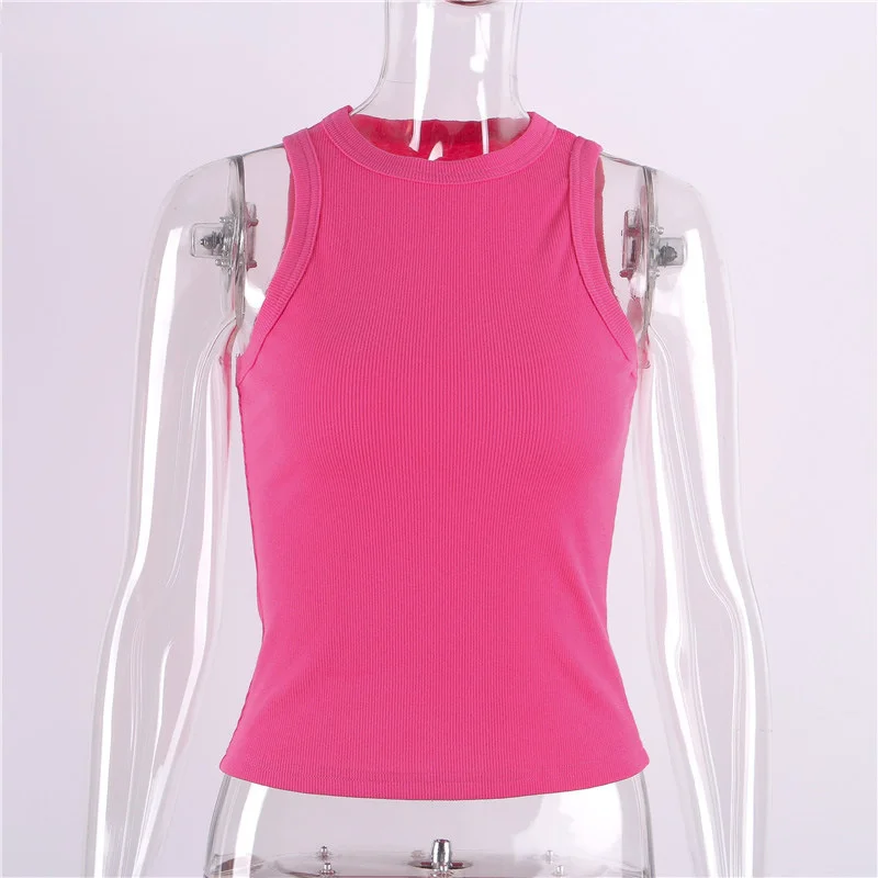 Uveng Uveng New Slim Rib Sleeveless T-Shirt Jacket Female Short Sexy Slim Vest