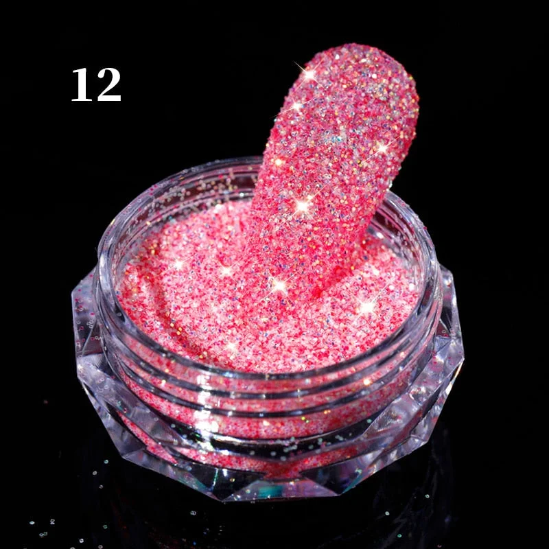 1Box Aurora Sea Salt Nail Powder Crystal Diamonds Glitter Iridescent Reflective Nail Glitter Sparkly Chrome Pigment Polish Gel-Nail Inspo