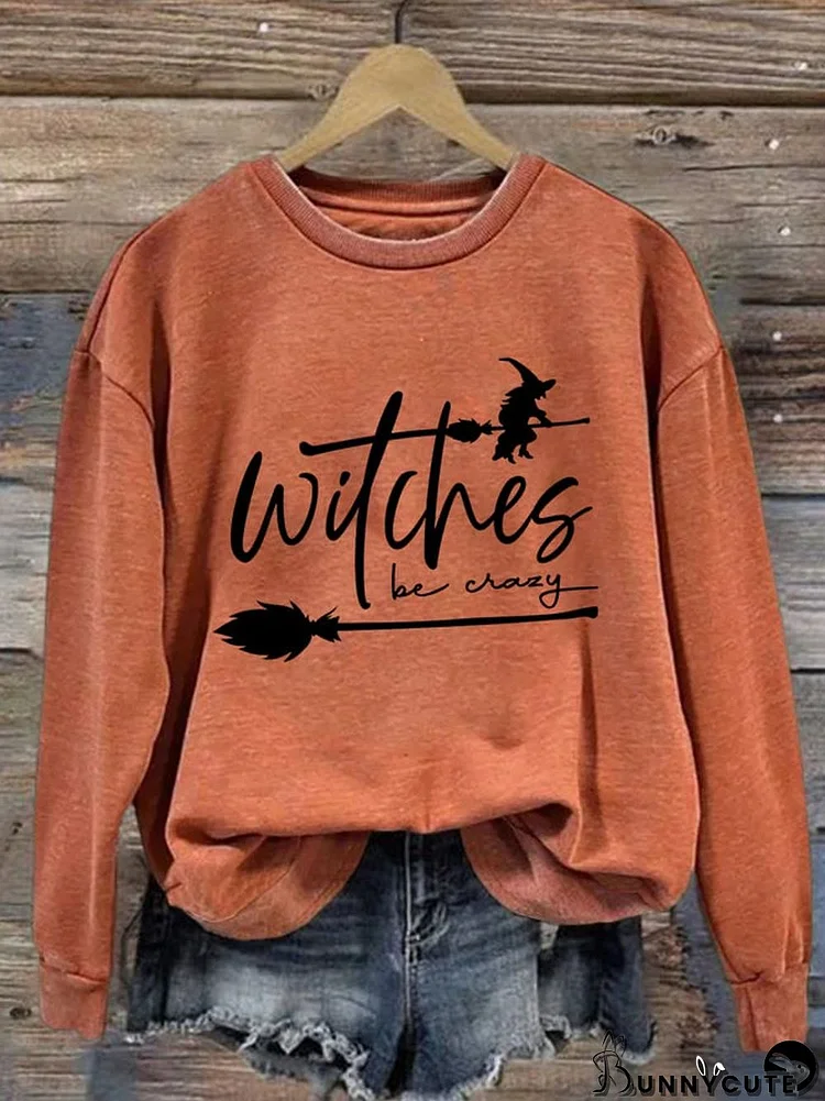 Women's Witches be Crazy Halloween Print Casual Sweatshirt