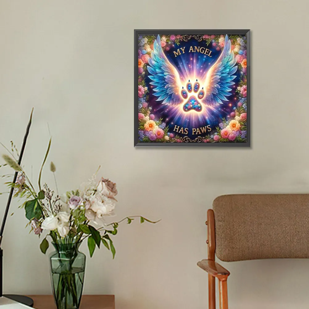 Diamond Painting - Full Round Drill - Paws Angel(Canvas|30*30cm)
