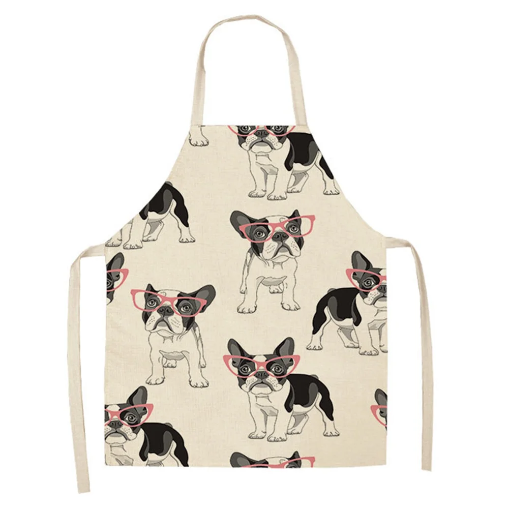 Linen Print Apron - Dog - Waterproof  - 82x68cm